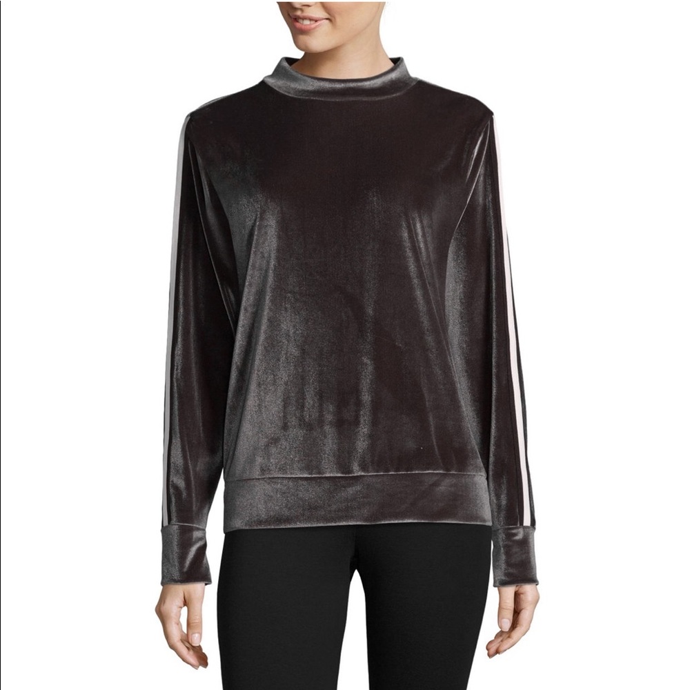 Velour Mock Neck Pullover